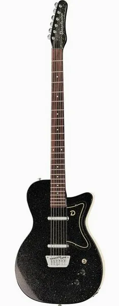 Danelectro 56 Baritone Black Metal Flake framifrån