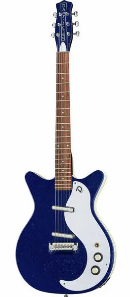 Danelectro 59M NOS+ Blue Metalflake 60th framifrån