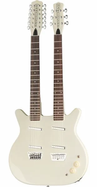 Danelectro Doubleneck 612 White framifrån
