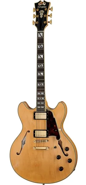 DAngelico Deluxe DC Satin Honey framifrån
