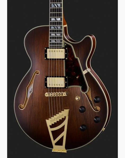 DAngelico Deluxe SS Satin Brown Burst, detalj 4