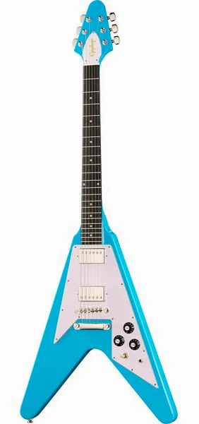 Epiphone Flying V 70s Maui Blue framifrån