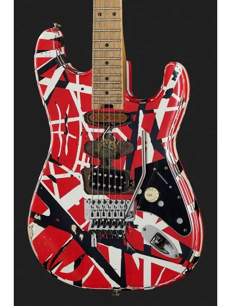 Evh Frankie Striped MN Relic R/W/B, detalj 4