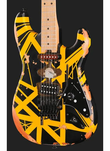 Evh Frankie Striped MN Relic B/Y, detalj 4