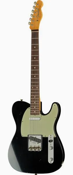 Fender 60 Tele BLK JM Relic RW framifrån