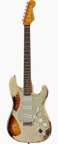 Fender 61 Strat SHR Aged V White 3TSB framifrån
