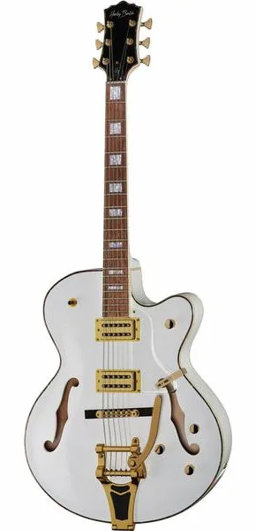 Harley Benton BigTone Trem White framifrån