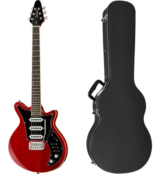 Harley Benton BM-75 Trans Red Deluxe w/Case framifrån