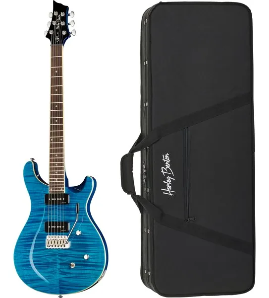 Harley Benton CST-24T P90 Ocean Flame w/Case framifrån
