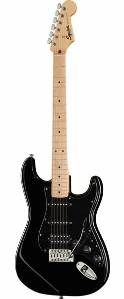 Squier Sonic Strat HSS Black framifrån